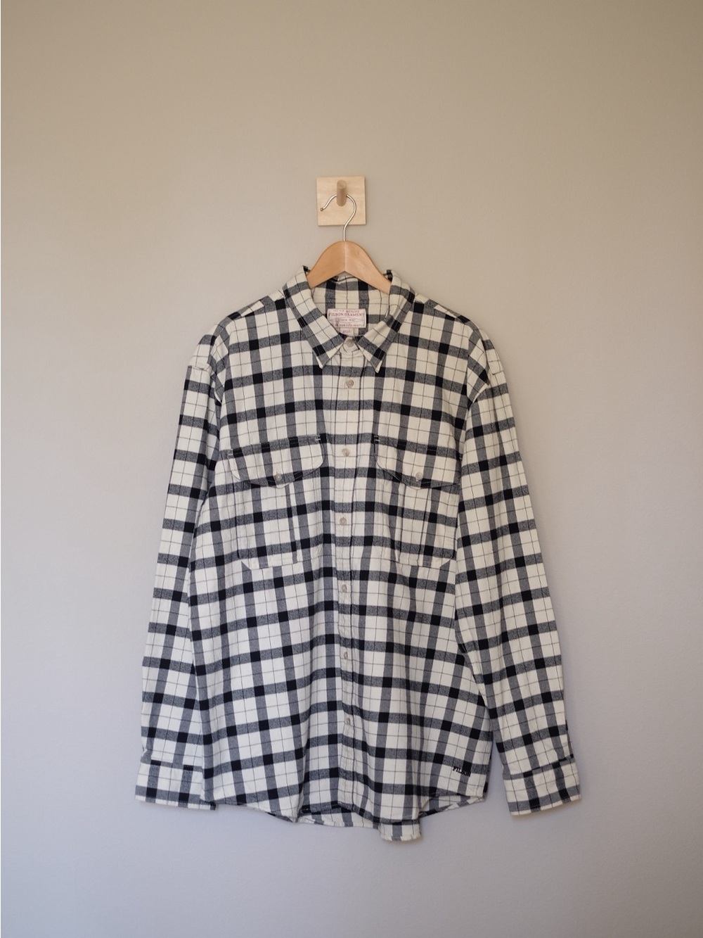 Filson Black and White Plaid Button-Down Shirt